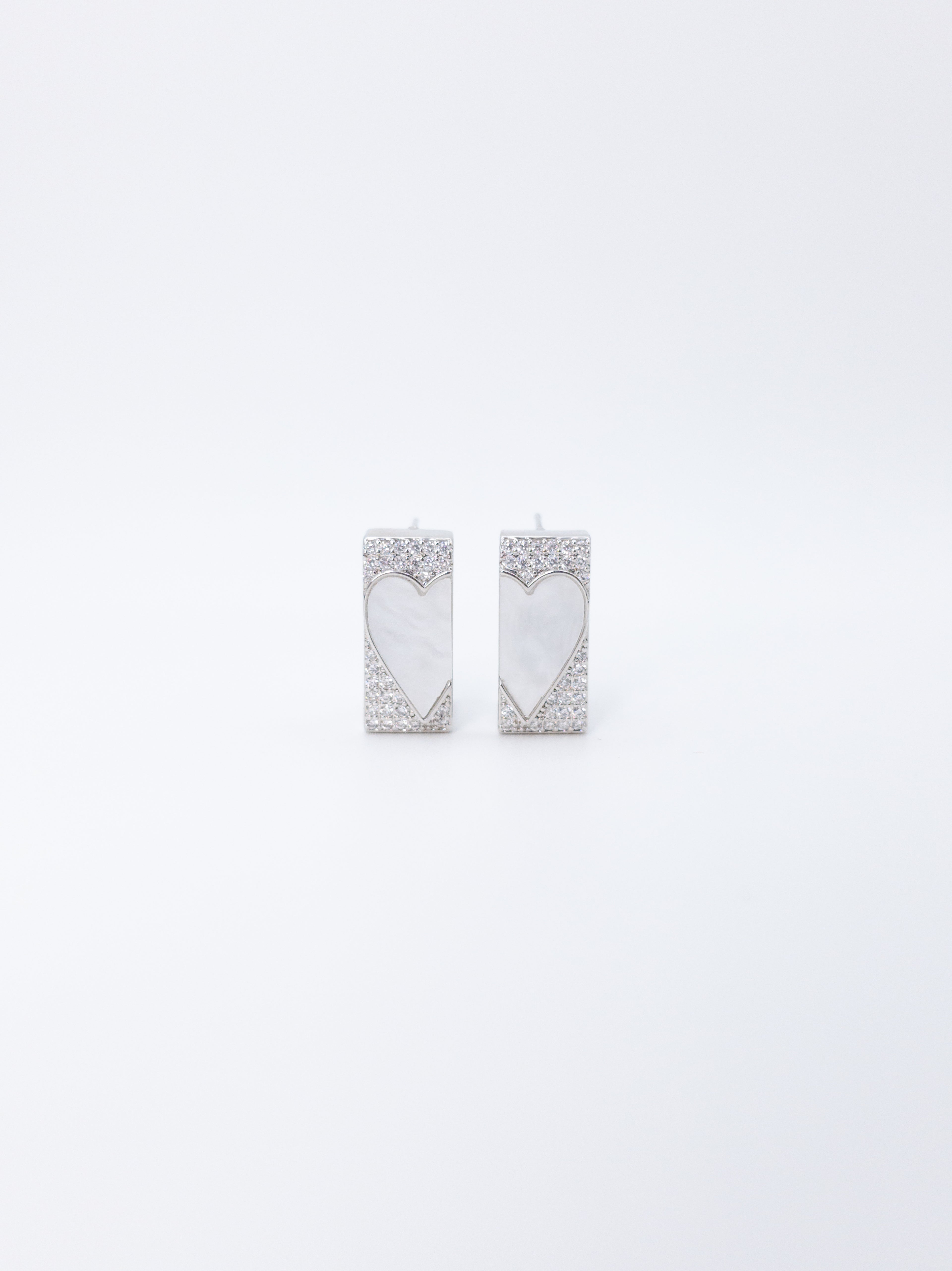 Heart Rectangle Stud Earrings